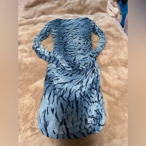 Zara Blue Tiger Print Long Sleeve Dress